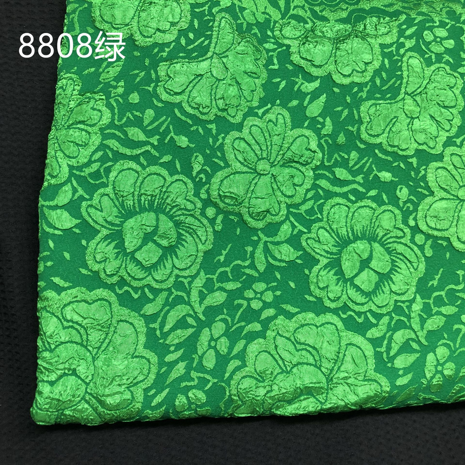 艳绿色提花面料 立体浮雕提花泡泡布翡翠绿 女装裙优雅气质网红绿