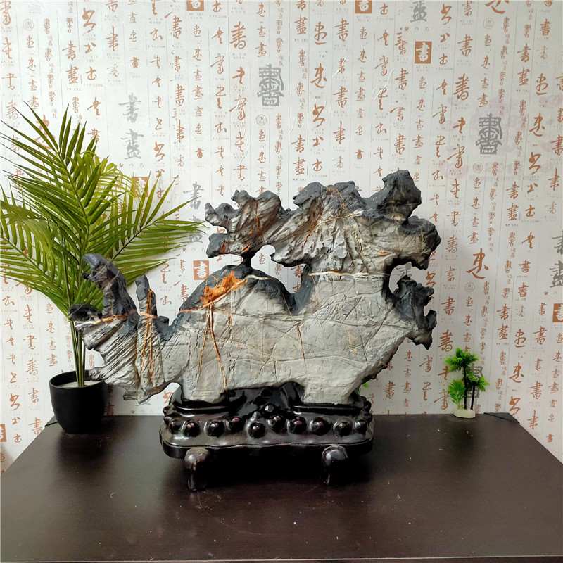 天然原石奇石摆件招财风水家居客厅灵璧石观赏石头摆件龙腾盛世