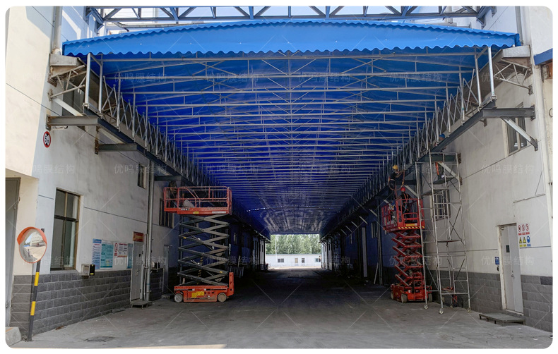 工厂屋顶架空遥控伸缩雨篷 直销浙江移动雨棚 电动推拉棚活动雨蓬
