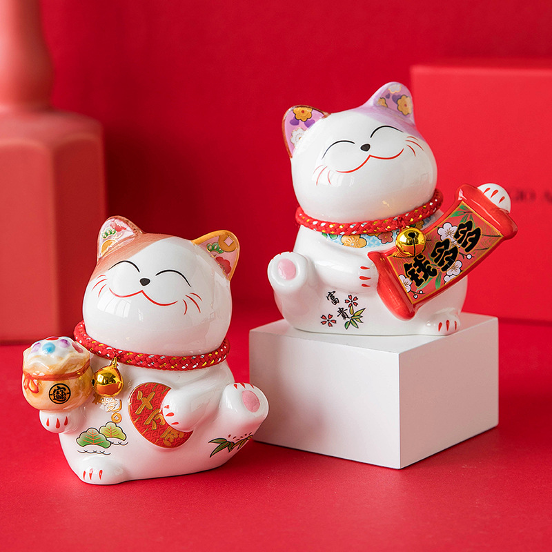 招财猫小摆件创意客厅家居电视鞋柜旺财办公室桌面财运开业装饰品