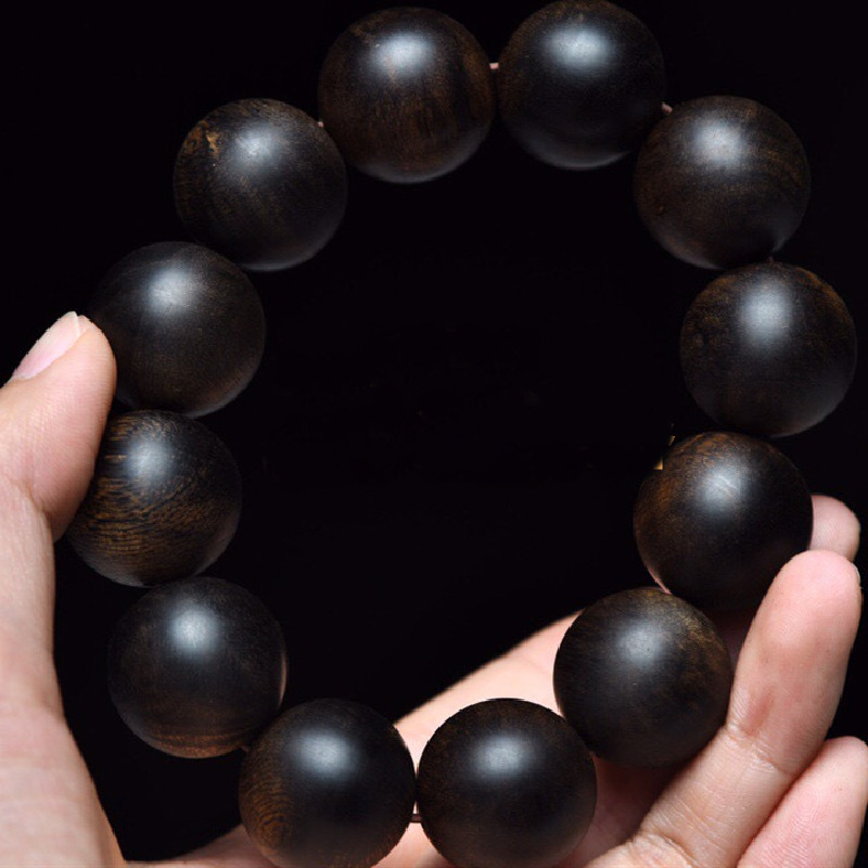 附证书越南芽庄沉香手串沉水老料黑油沉香木手链108颗佛珠男女款