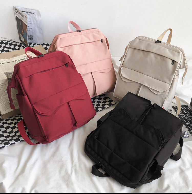 日系书包女大学生复古港风森系学院风双肩背包男大容量情侣双肩包