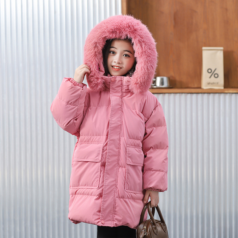 新款冬季儿童羽绒服中长款外套男童女童宝宝小孩中大童加厚毛包邮