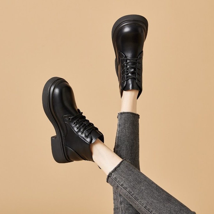 短靴女小个子马丁靴女2023百搭秋英伦风时尚及踝靴低帮小短靴