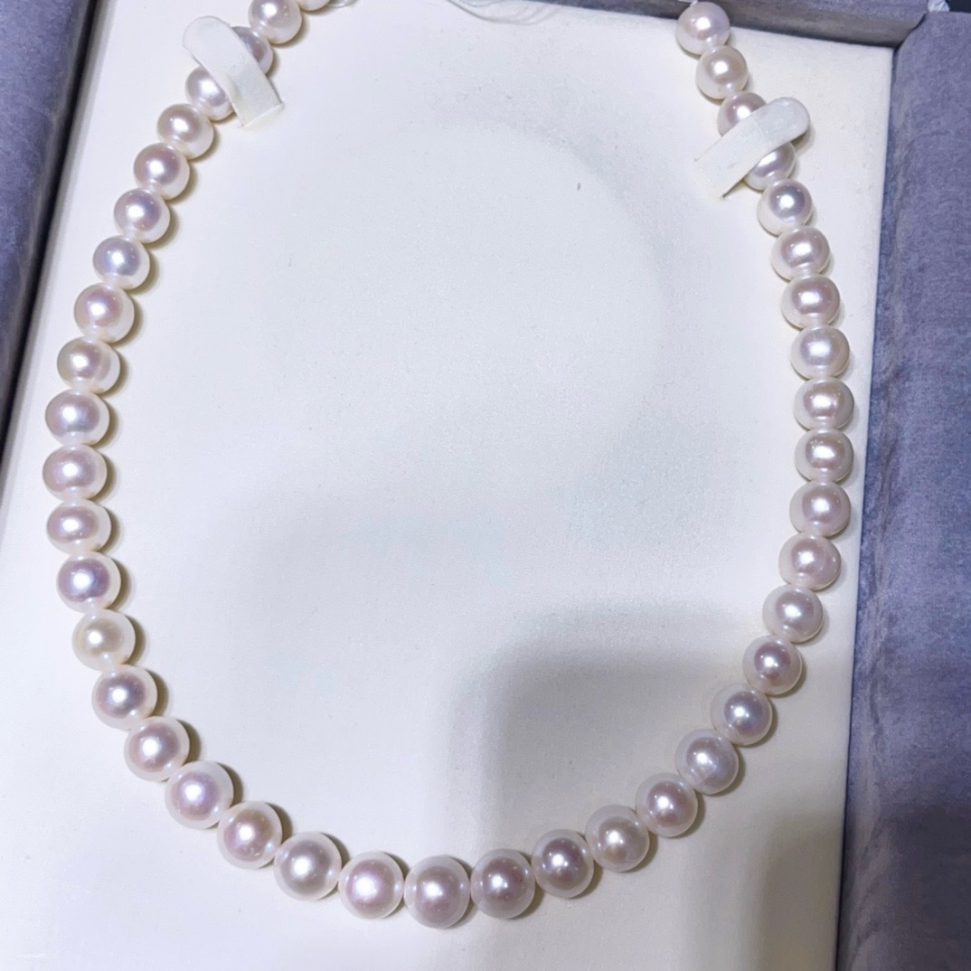 天然高品质10-11mm无核淡水珍珠项链近正圆极强光基本无暇珠光亮