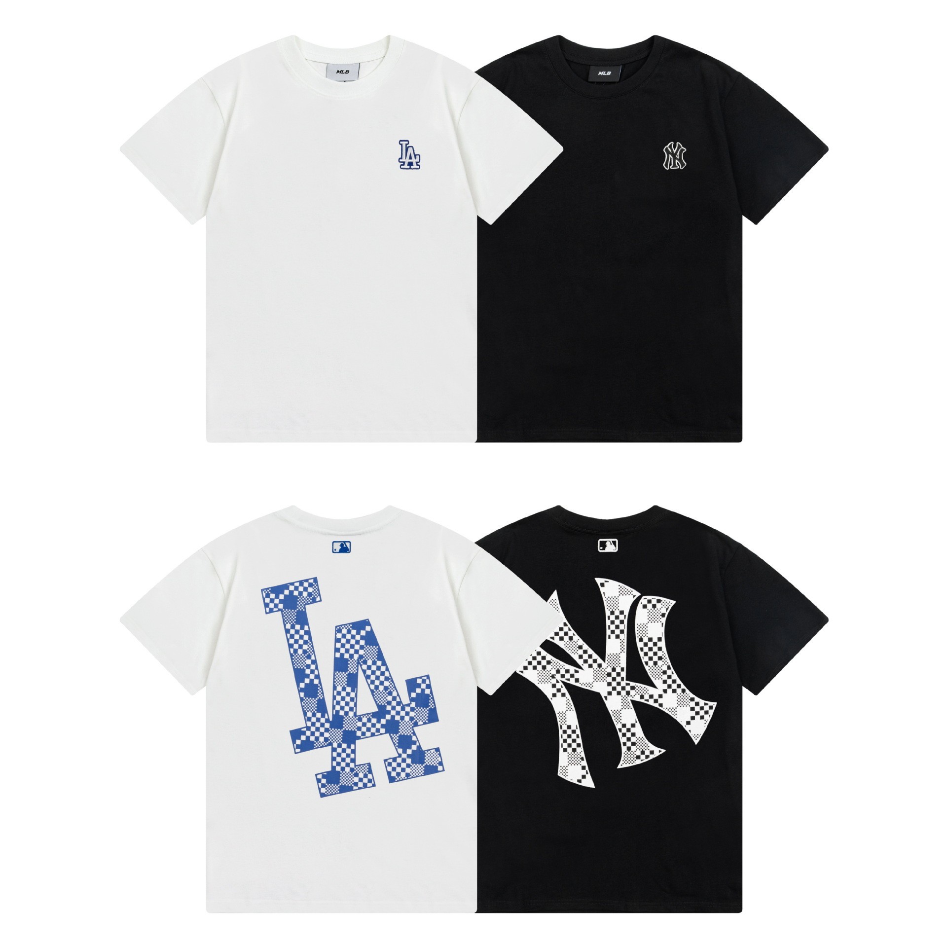 24年韩国mlb春夏新款短袖ny大logo刺绣印花开叉纯绵情侣短袖-阿里巴巴