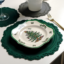W1TR新品圣诞陶瓷方形餐盘 出口复古节日餐具家用水果平盘鱼盘沙