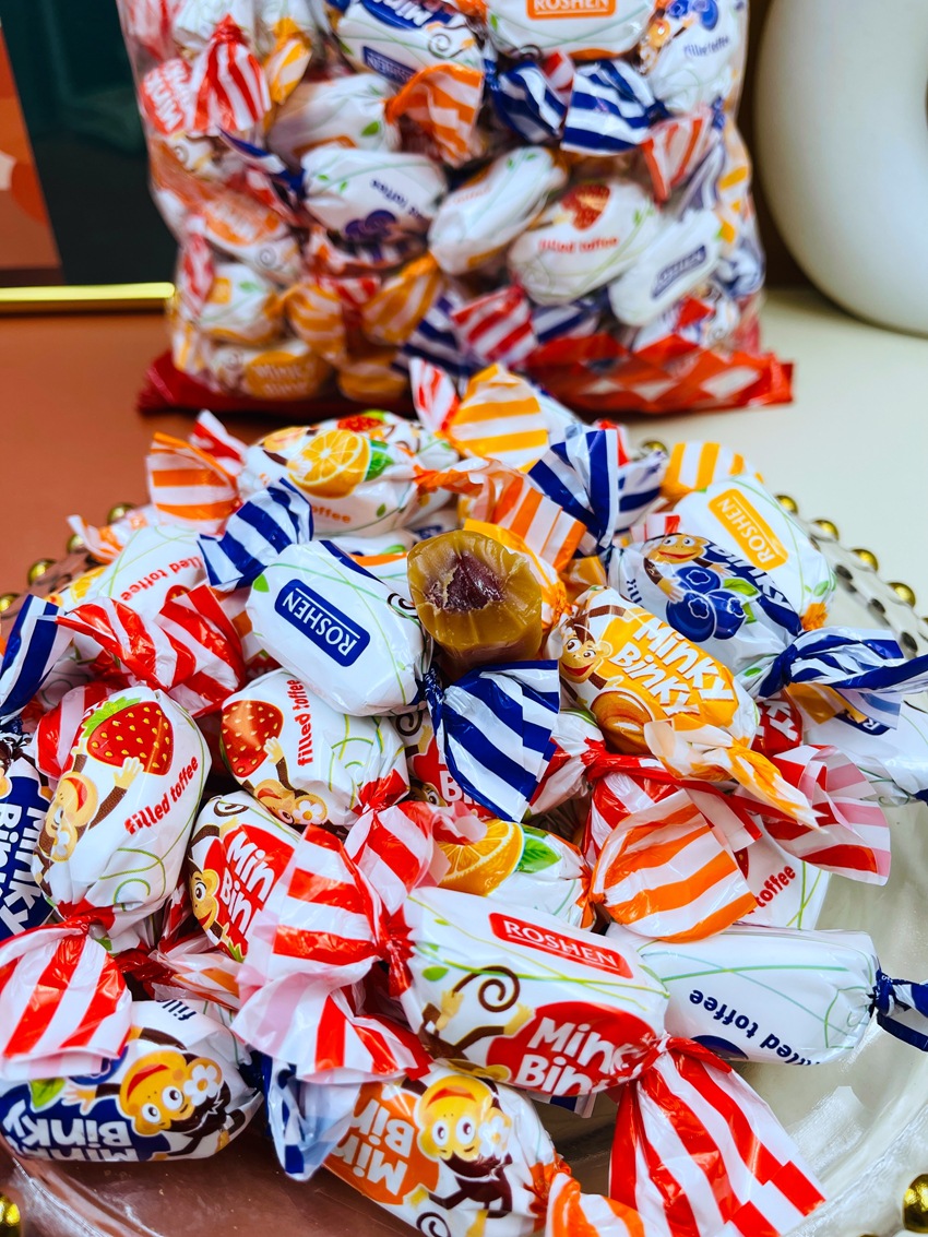 俄罗斯糖果进口roshen/如胜多口味果汁夹心软糖小猴子糖1公斤