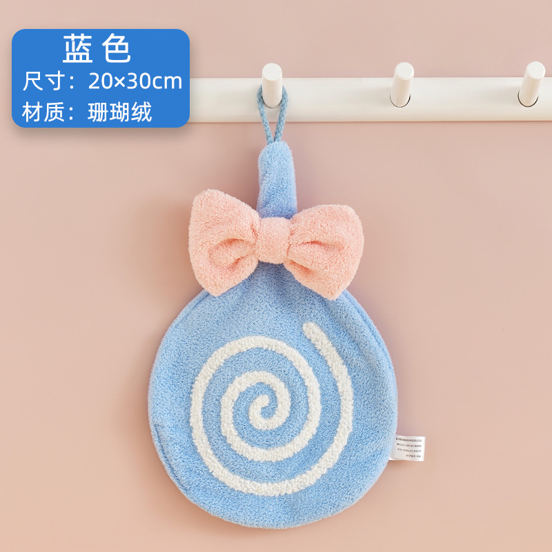 Children's Cute Hand Towel Small Tower Hanging Absorbent Lint-Free Soft Handkerchief Thickening and Quick-Drying Bathroom Kitchen