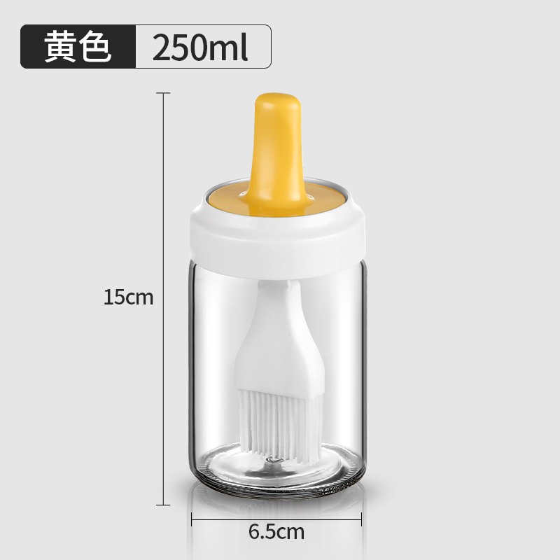 Glass with Silicone Bruch Head Oil Pots High Temperature Resistant Oil Brush Kitchen Pancake Barbecue Brush Dual-Use Household Oil Bottle Brush