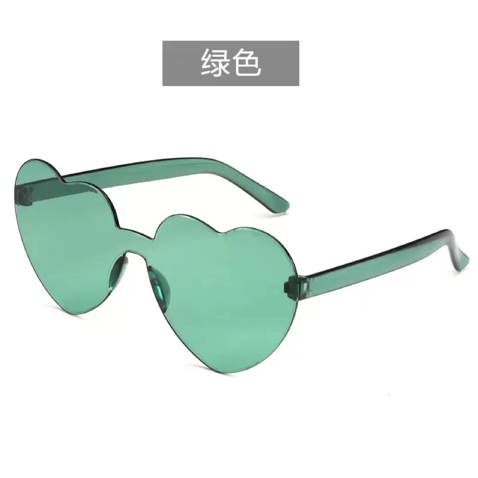 Peach Heart Sunglasses Love Sunglasses Jelly Color Frameless Heart-Shaped One-Piece Glasses Dazzling Color Glasses