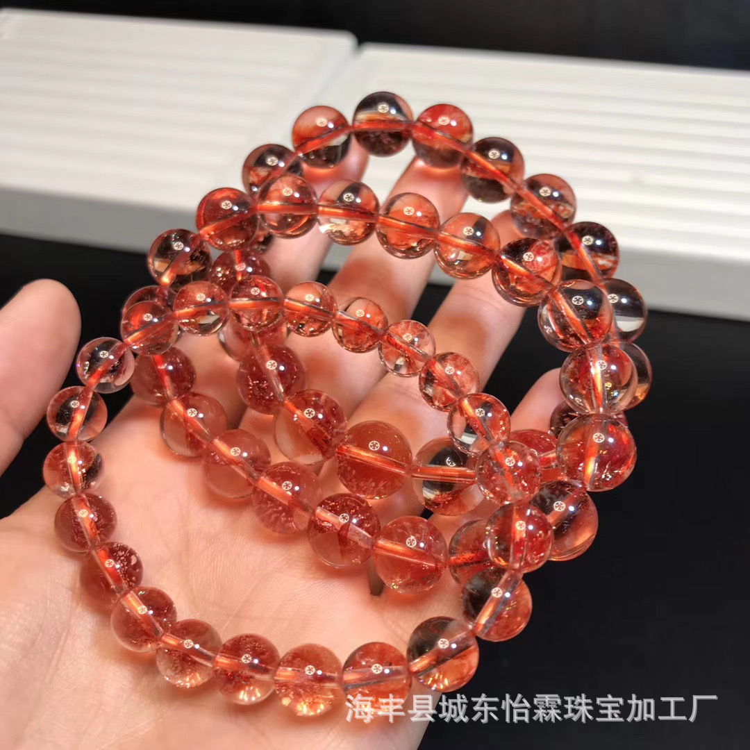 凤羽晶手串 红胶花手链 鸠羽幽灵 红啊塞水晶 抖音直播产 品-阿里巴巴