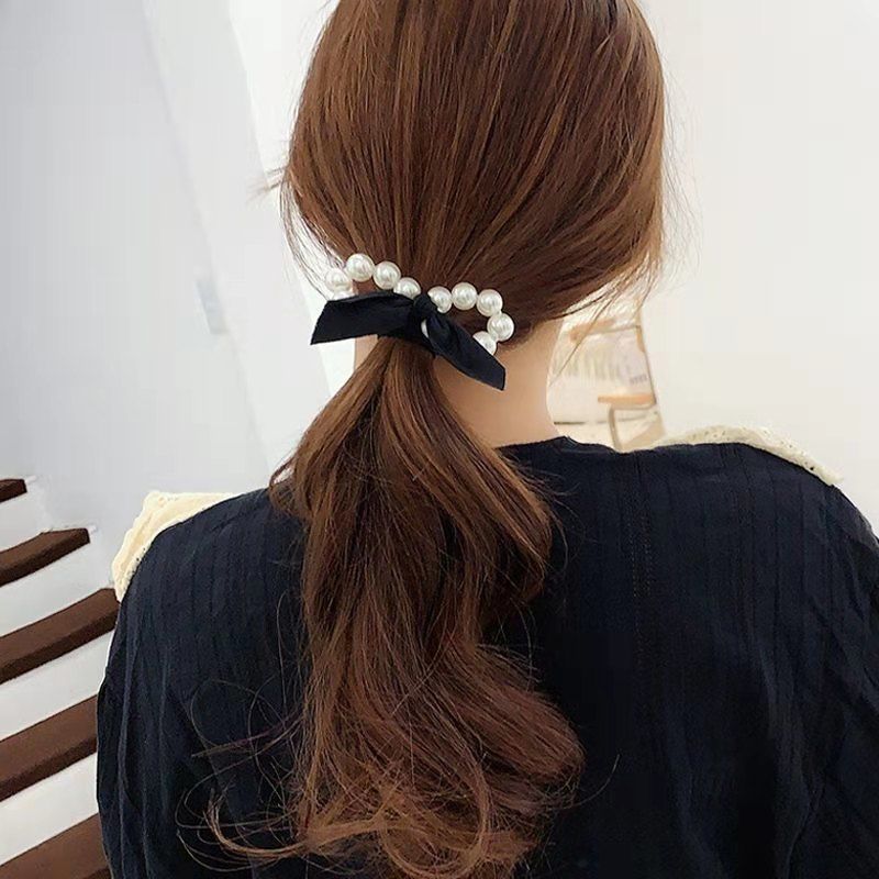 South Korea Dongdaemun Instafamousrubber Band Pearl Hair Rope Hair Ring Bowknot Headband Yiwu Wholesale Factory Supply Headdress