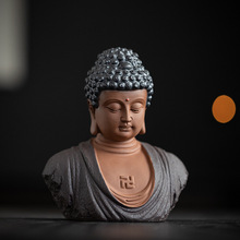 新中式释迦摩尼佛像摆件如来佛头陶瓷工艺品禅意家居玄关桌面装饰