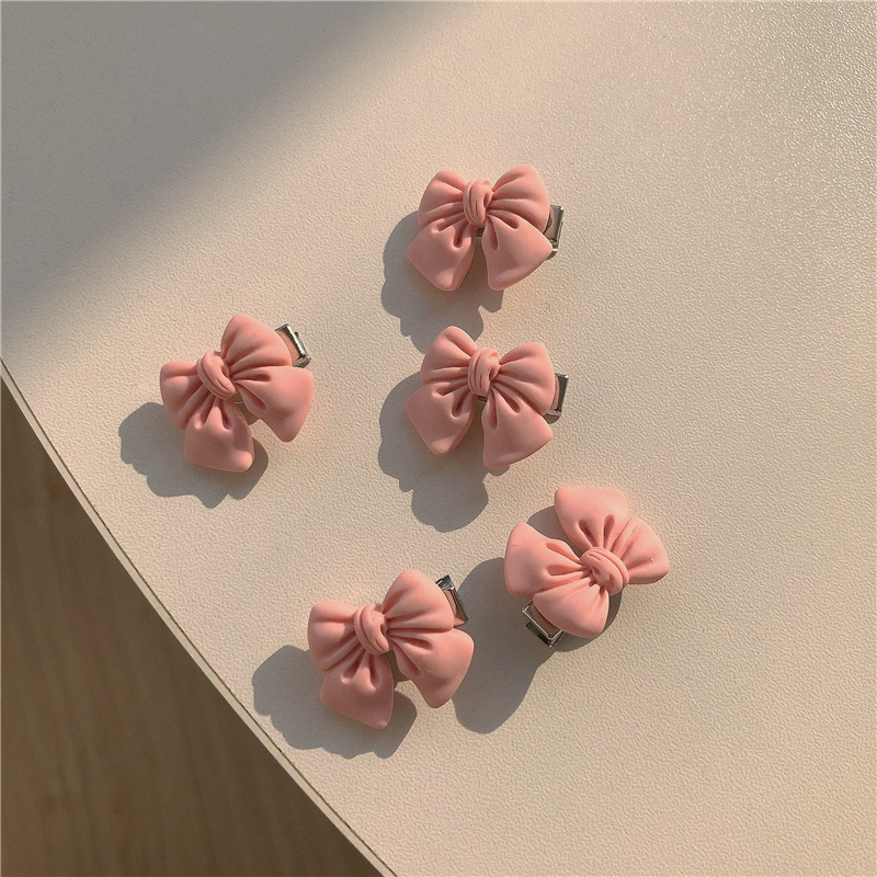 Pink Soft Girl Cute Series Peach Hair Clip Hairpin Sweet Style Camellia Side Clip Bow Headdress Hair Accessories