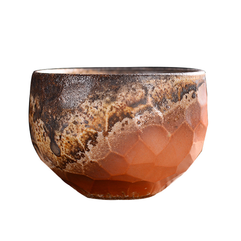 纯手工柴烧杯 柴烧主人杯 落灰无釉柴烧个人杯 柴窑粗陶茶杯单杯