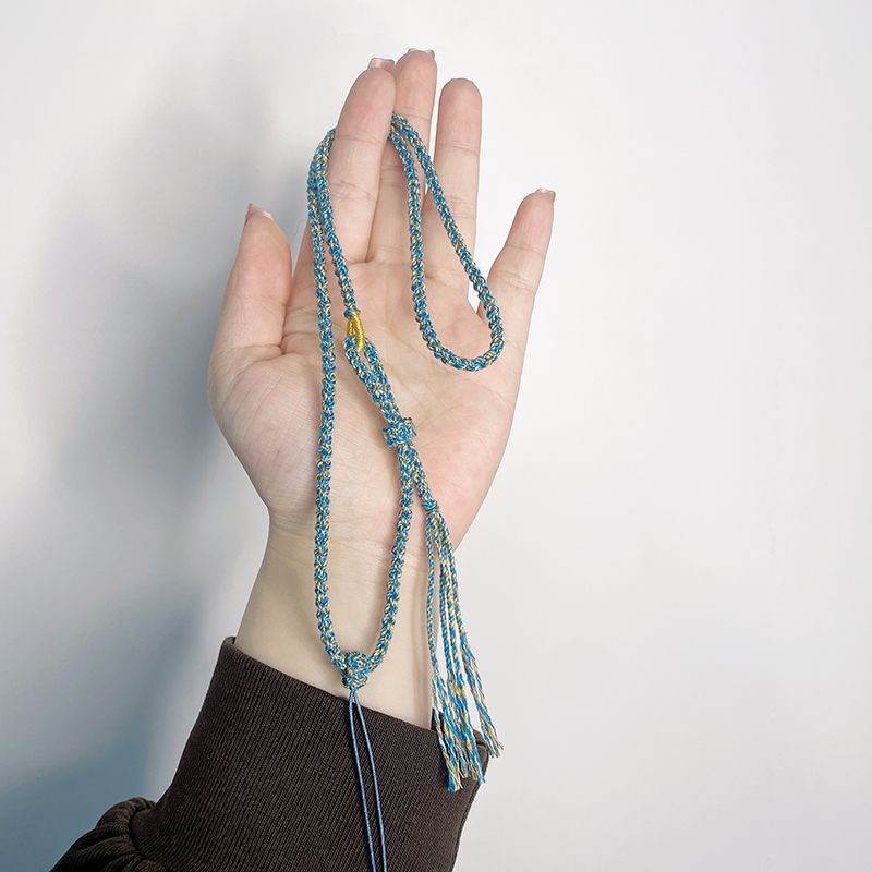 藏式复古项链绳手工编织手搓棉挂绳文玩黄金玉石平安扣吊坠绳挂脖