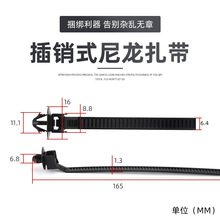 6.5*170mm圆盘插销式扎带电动车扎带自锁式汽车线束固定捆绑带X25