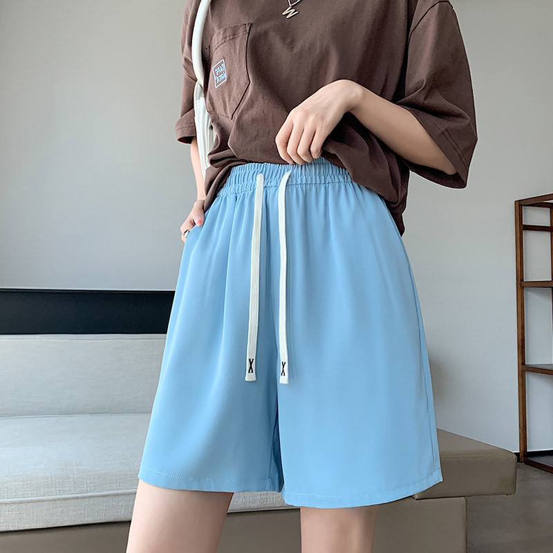 Ice Silk Sports Shorts Women's Summer Thin High Waist Slimming Loose Casual Wide Leg Pants Small Suit Shorts