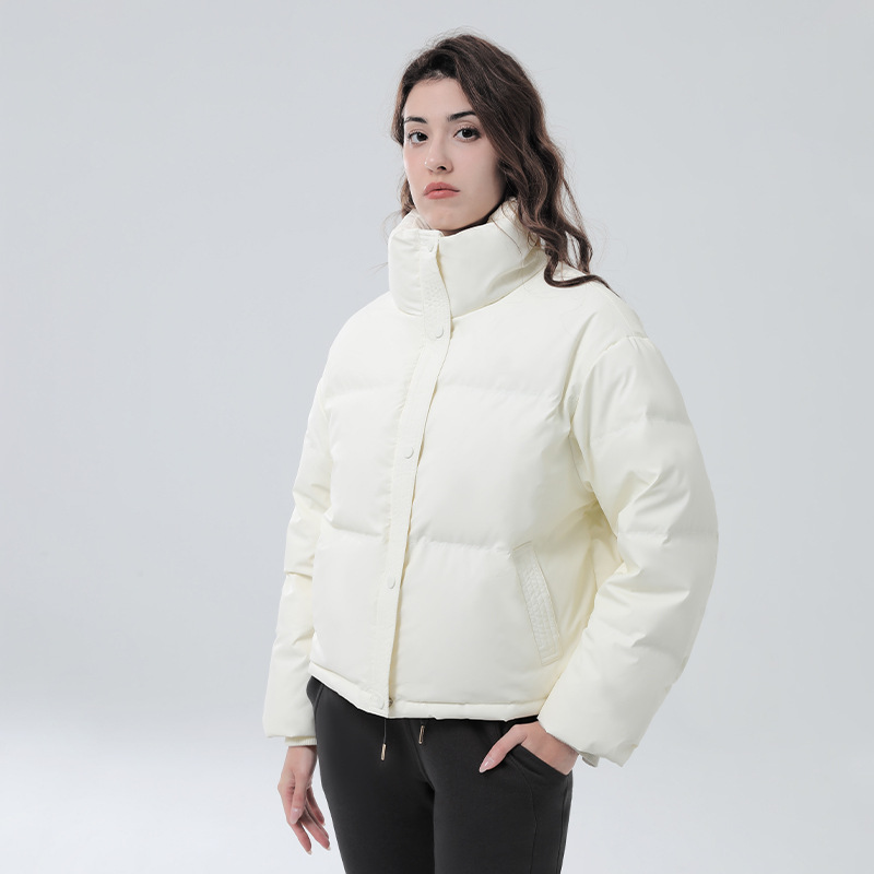 Qcfe New Winter 90 White Duck down Women's Fashion Stand-up Collar Thermal Sports Short Long Sleeve Top down Jacket Women's