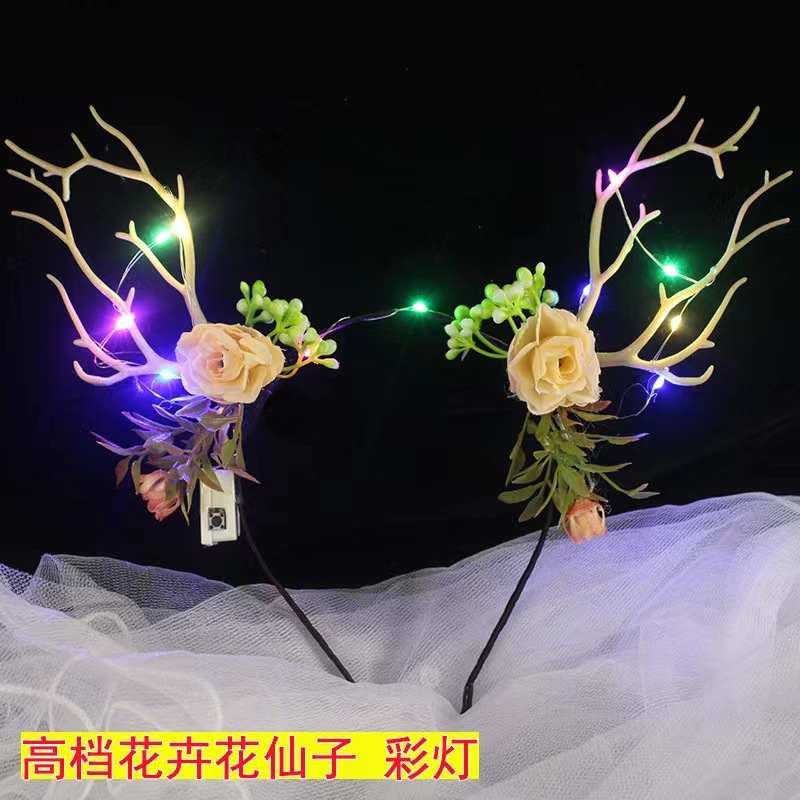 Flash Fairy Headdress Christmas Antlers Luminous Headband Performance Festival Dress up Elk Headband Night Market Stall Wholesale