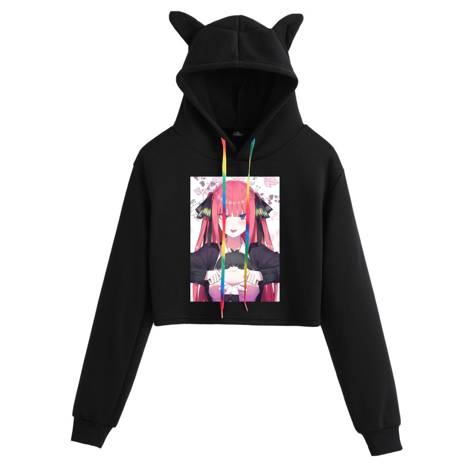 日语动漫五等分的花嫁新娘中野三玖cos同款带帽长袖猫耳朵卫衣