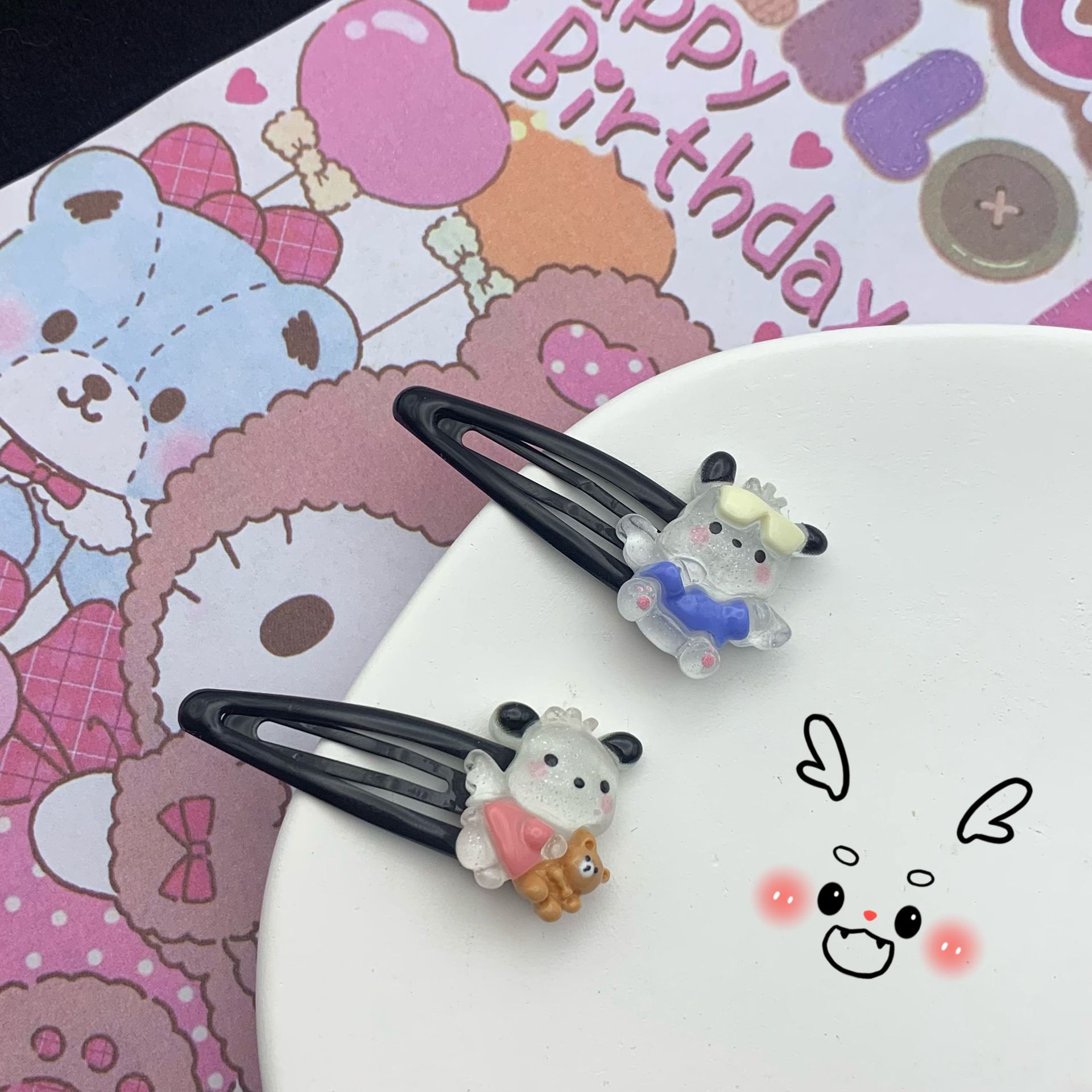 Cute Transparent Pacha Dog Bb Clip Ins Sweet Girl Side Clip Pacha Dog Cartoon Barrettes Student Bang Clip Hair