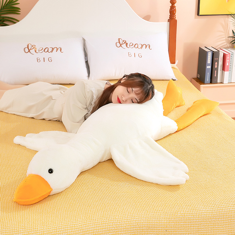 Internet Celebrity Big White Geese Sleeping Pillow Big Goose Doll Wholesale Plush Toy Sleeping Pillow Leg-Supporting Doll Comforter Toys