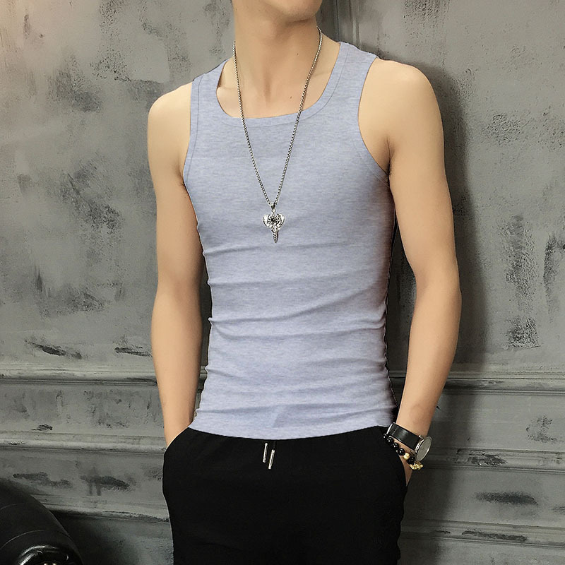 男士背心夏季跨栏打底运动白色小吊带肌肉男健身性感紧身工字汗衫