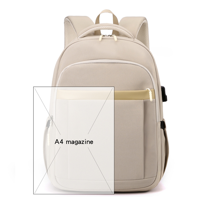 Casual Simple Backpack Outdoor Travel Bag Custom Printed Logo College Students Bag USB Interface Backpack