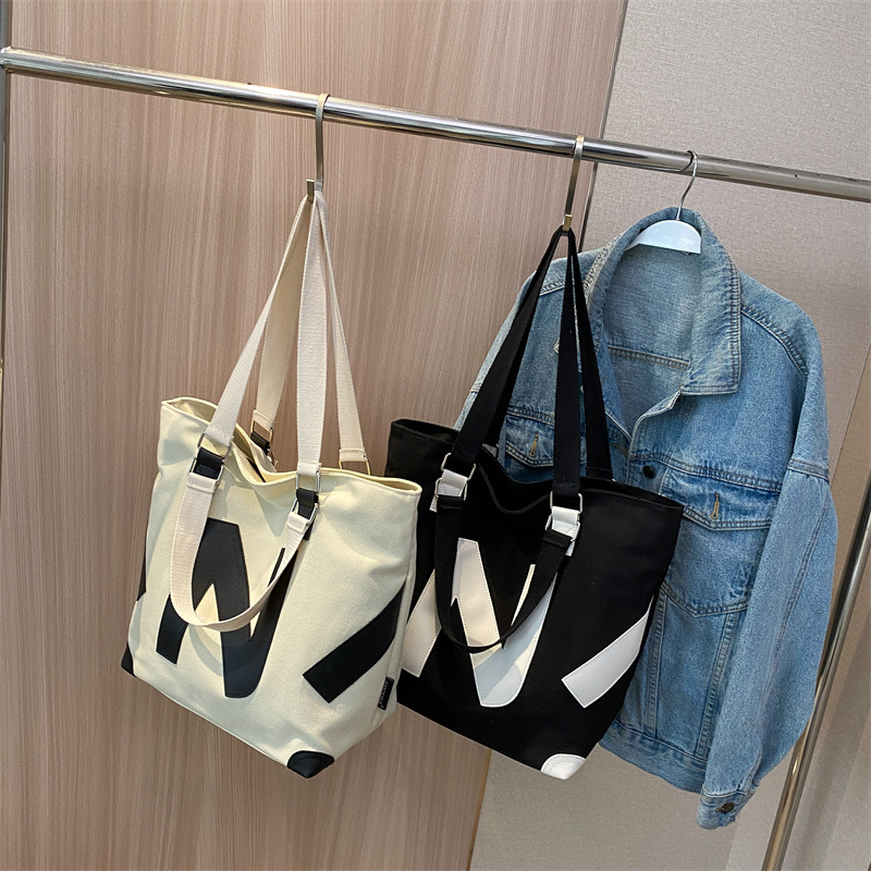 New Canvas Bag Women's Ins Style Japanese Style Simple Artistic Student Book Handbag Shoulder Hand-Held Tote Messenger Bag