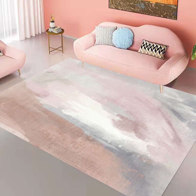 水晶绒客厅卧室地毯批发 现代简约轻奢风3D印花地毯地垫可代发