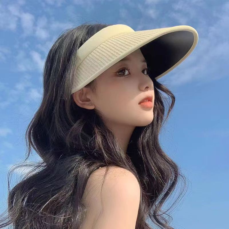 New Hat Women's Straw Summer Topless Hat Sun Protection Vinyl Outdoor Sun Hat Sun Protection Sports Bucket Hat Wholesale