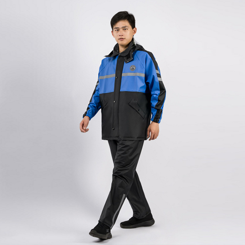 Knitted Split Raincoat Motorcycle Bicycle Color Matching Adult Raincoat Rain Pants Suit Full Body Rainproof