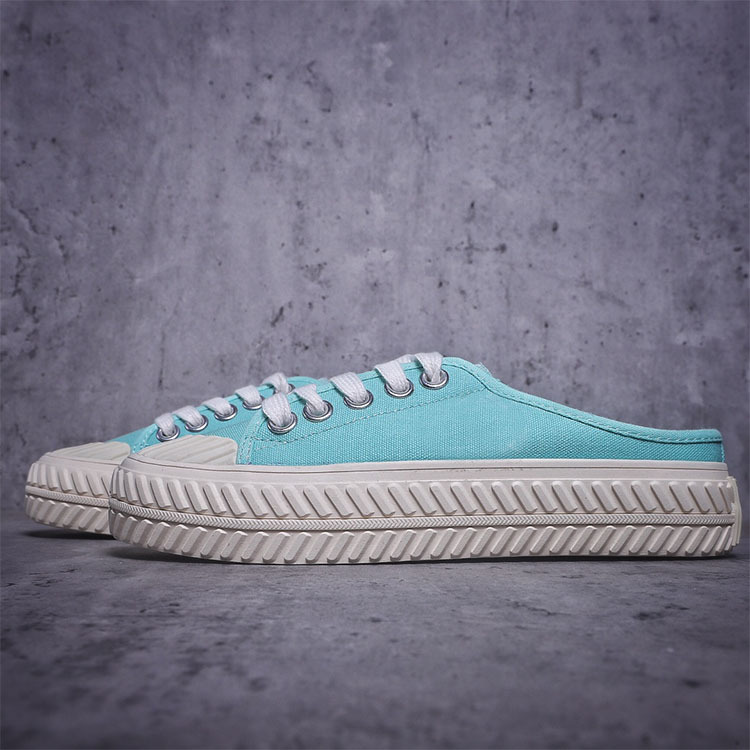 mlb洋基队半拖饼干鞋厚底复古帆布鞋情侣夏季布鞋一脚蹬