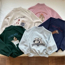 新款儿童棒球服韩版男童外套2024春女小童夹克衫卡通图案一件代发