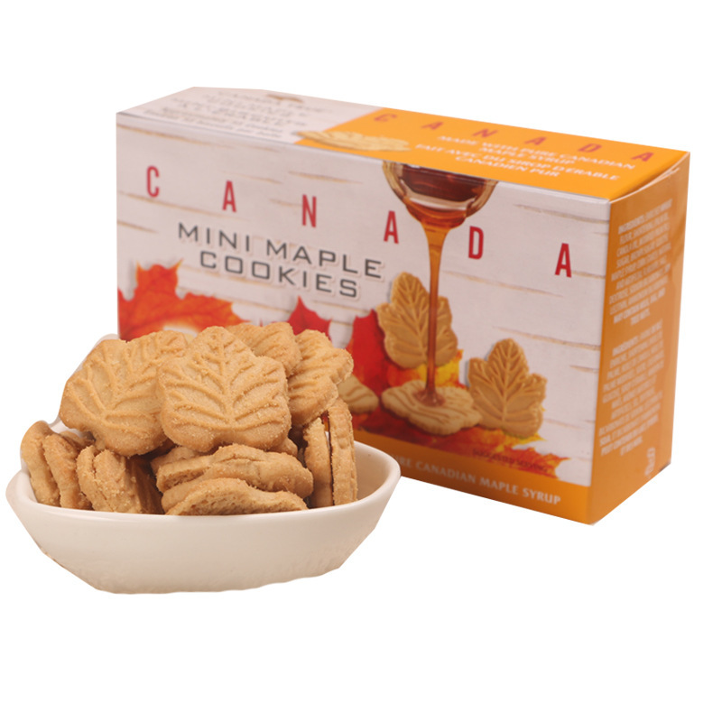 加拿大特产进口零食代餐枫糖浆休闲食品枫叶奶油夹心饼干一件代发