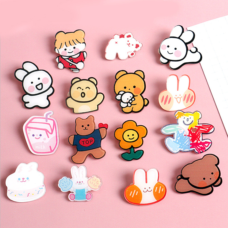 Korean Ins Girl Brooch Cute Cartoon Child Pin Schoolbag Pin Small Pendant Students Badge Ornament