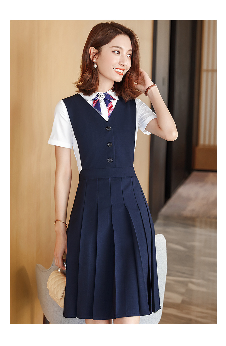 新款马甲连衣裙老师职业装套装小学教师面试服装园服背心工作服女