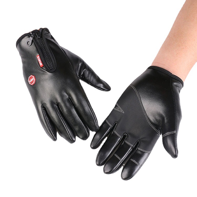 男女士户外触屏防水皮手套防风骑行运动秋冬保暖登山滑雪健身手套