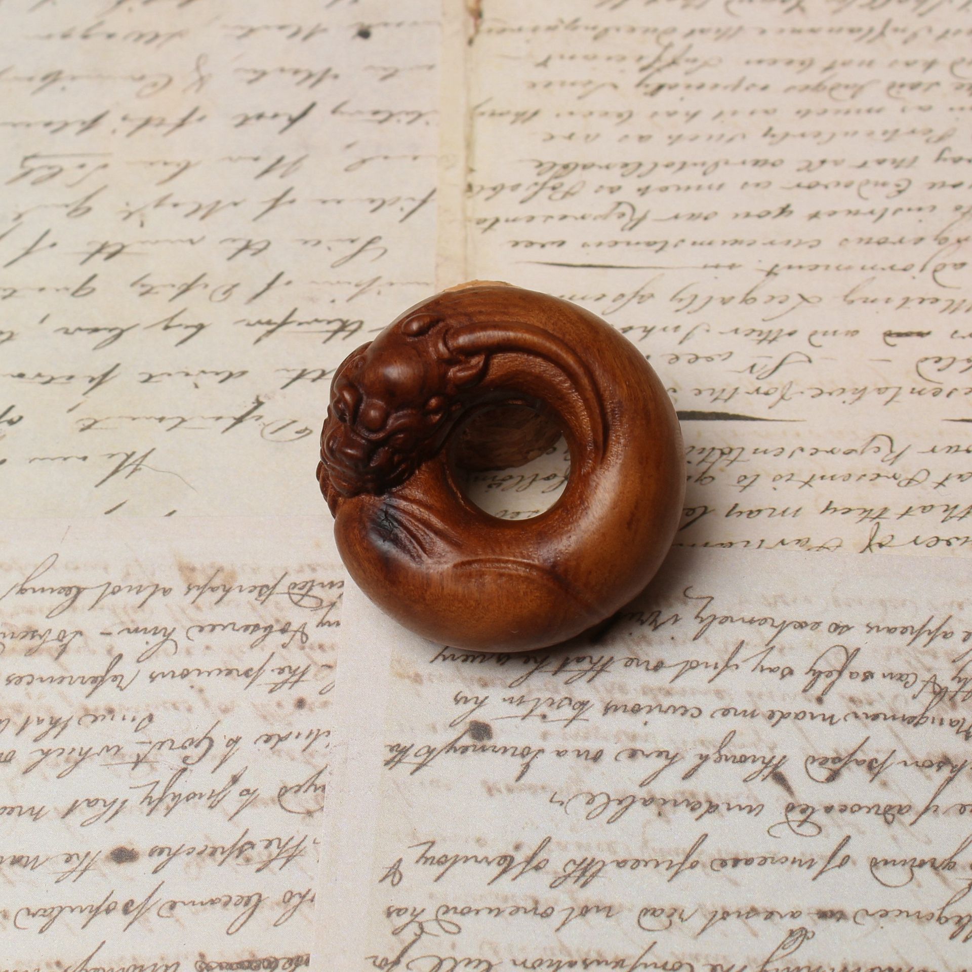 雷击枣木离龙平安扣挂件钥匙扣手把件手工雕刻可穿绳子老料高油性