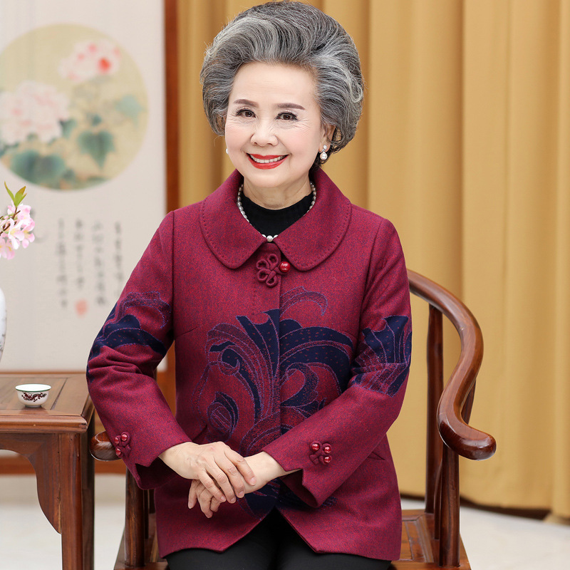 老太太春秋外套女60岁70老年女装奶奶装唐装上衣妈妈秋装翻领衣服