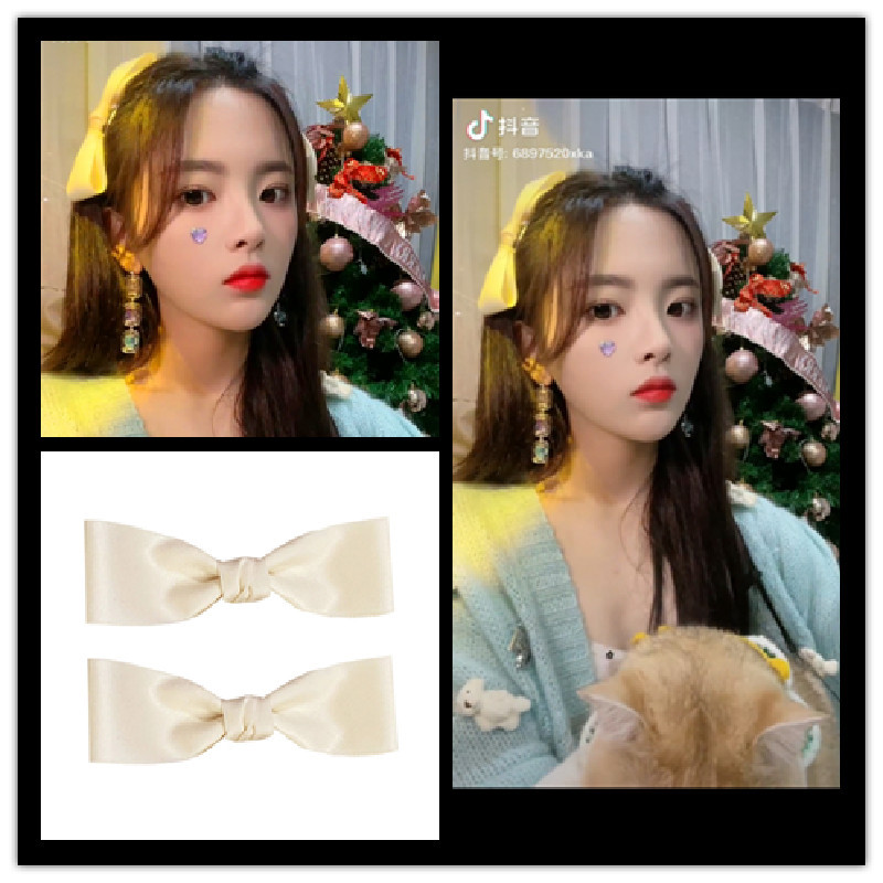 杨超越抖音同款奶白色蝴蝶结发夹对夹侧边夹耳边发饰森系仙女发饰