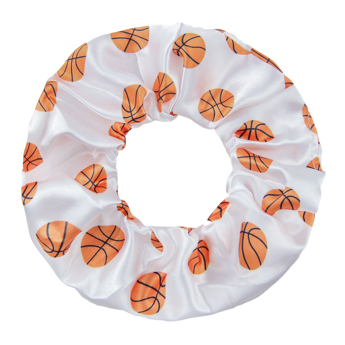 Europe and America Cross Border Hot-Selling Floral-Print Basketball Football Softball Large Intestine Ring Cloth Hair Ring Wholesale Drawing Sample Making