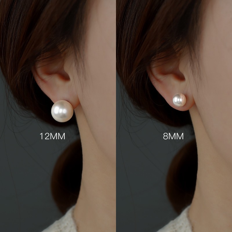 Sterling Silver Stud Earrings 925 Sterling Silver Summer Women's Pearl Earrings High Sense Temperament Entry Lux Wholesale Vintage Ear Jewelry