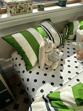 UG73ins简约绿色条纹床上四件套全棉纯棉公寓1.5被套床单三件套少