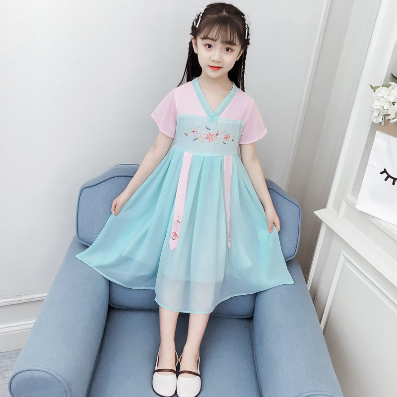 女童装汉服超仙12岁小女孩夏装风古装连衣裙儿童樱花唐装襦裙