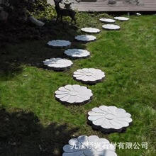 花岗岩汀步石庭院花园草坪垫脚防滑铺路石板白色莲花造型踏步石