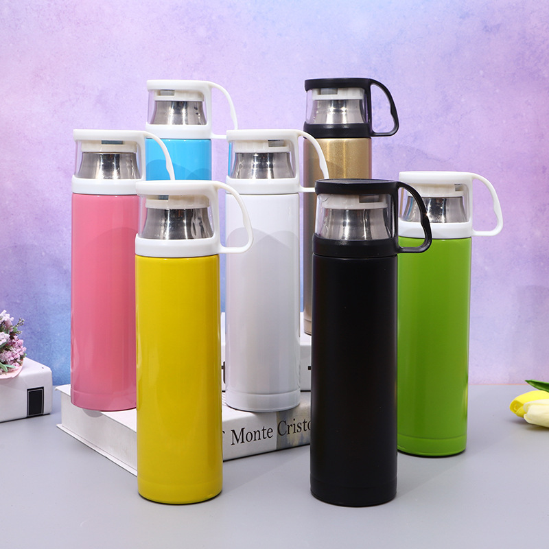 Creative 304 Stainless Steel Vacuum Cup Outdoor Sports Water Cup Student Portable Dual-Use Cover Water Cup Gift Cup Wholesale