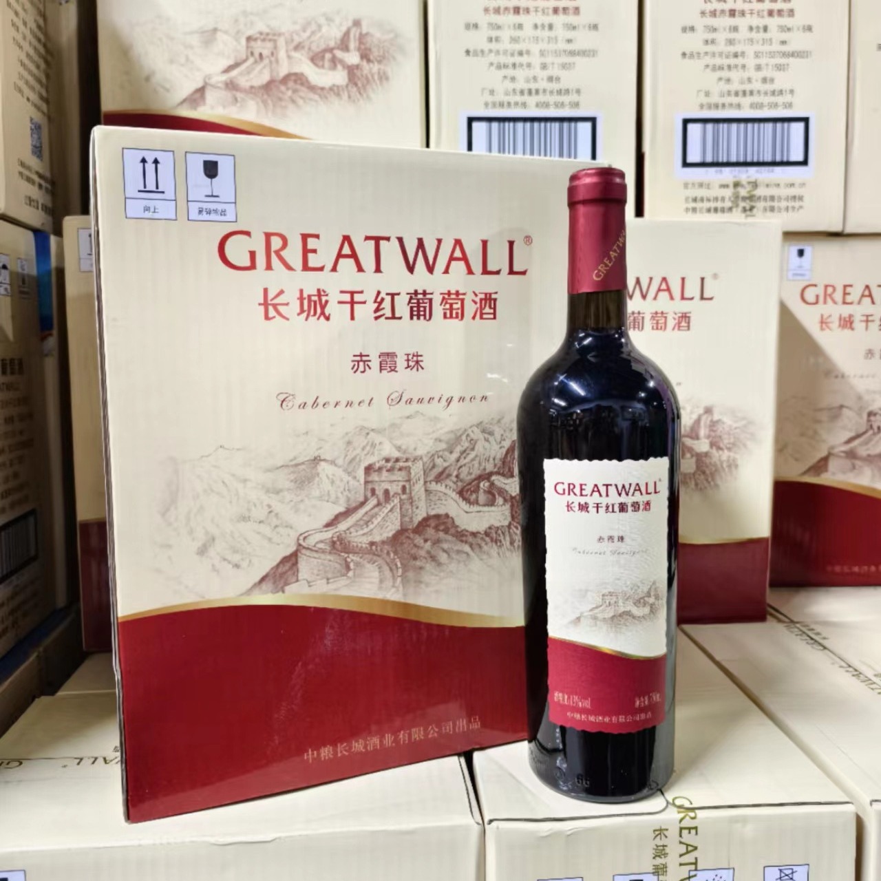 批发长城赤霞珠干红葡萄酒750ml*6瓶装整箱酒精度13度中粮长城